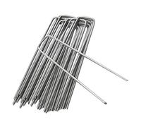 ANSIO Juego de 50 estacas de jardín para asegurar el césped en Forma de U, 150 mm, Ideal para Control de Malas Hierbas, Membrana, Tela, césped Artificial, Estera, Red galvanizada