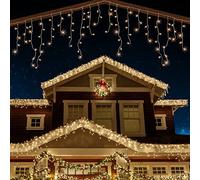 ANSIO® Luces Navidad Exterior 17.4m 500 LED Blanco Cálido Cortina de Luces Navidad Interior Guirnalda Luces Perfectas para Decorar la Fiesta de Boda, el Jardín, Halloween | Cable Transparente