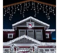 ANSIO® Luces Navidad Exterior 17.4m 500 LED Blanco Frío Cortina de Luces Navidad Interior Guirnalda Luces Perfectas para Decorar la Fiesta de Boda, el Jardín, Halloween | Cable Transparente