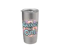 Ansioso Pero Lindo Divertido Introvertido Floral Social Ansiedad Vaso térmico de acero inoxidable de doble pared