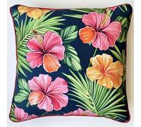 ANSIWEIGO 11CT Juego de cojines de punto de cruz preimpresos, hojas y flores impresas en lienzo, funda de almohada para bordar, punto de cruz, juego de cojines de bordado, 45 x 45 cm