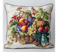 ANSIWEIGO Cojín de punto de cruz/juego de bordado para principiantes, ratón animal en una rama, cojín de punto de cruz, juego de manualidades para adultos, 45 x 45 cm
