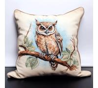 ANSIWEIGO Cojín de punto de cruz preimpreso, cojín de bordado de búho animal con patrón de 45 x 45 cm para decorar funda de almohada para bordar punto de cruz DIY juego de cojines hechos a mano