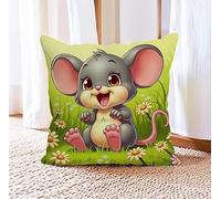ANSIWEIGO Juego de bordado, funda de almohada, lindo ratón pequeño de 18 x 18 pulgadas, juegos de manualidades para adultos, principiantes, juego de manualidades bordado a mano, funda de almohada con