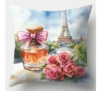 ANSIWEIGO Kit de almohada de gancho con funda de cojín, torre Eiffel, kit de manualidades de hilo para adultos y niños, proyecto de decoración relajante del hogar con diseño de felpa suave, 43 x 43 cm