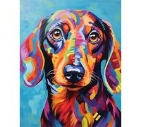 ANSIWEIGO Pintura de perro por números para adultos,perro salchicha,pintura por números sobre lienzo,pintura al óleo de perro DIY para regalo,decoración de pared del hogar,40x50 cm,sin marco
