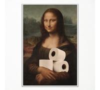 Anslipswar Lienzo clásico de Mona Lisa para pared, póster vintage divertido para baño, impresiones divertidas de humor, decoración de pared divertida para inodoro de niña, 24 x 36 pulgadas, sin marco
