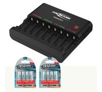 Ansmann 1001-0006-US-590-2 Powerline 8 AAA & AA Cargador de batería inteligente para AA, AAA con función de descarga + 2850mAh Hybrid AA Baterías (paquete de 8)