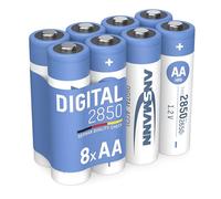 Ansmann 2850 - Pack de 8 pilas recargables (2850 mAh, Ni-Mh, 1.2 V, AA), color plateado