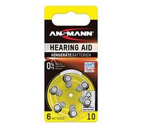 Ansmann 5013223 - Pila para audífono 10 Zinc Aire, 1,4V PR70 AZA10, 6 Unidades, Color Amarillo