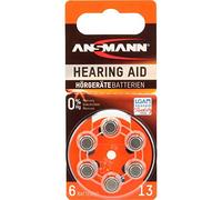 Ansmann 5013243 - Pila para audífono 13 zinc aire, 1,4V PR48 AZA13, 6 unidades, color naranja