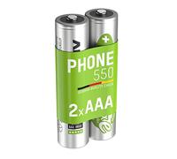Ansmann 5035523 - Pila maxE previamente cargada, teléfono inalámbrico, Tipo 550mAh, Reducida autodescarga, Micro AAA, 2 Unidades (embalaje puede variar)