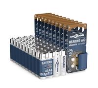 ANSMANN 60 pilas para audífonos 312 (marrón) tipo 312 P312 ZL3 PR41 - Zinc aire 1,4 V batería para audífono, amplificador de audición + 40 pilas alcalinas AA de Ansmann, tamaño LR6, ideal para electrodomésticos