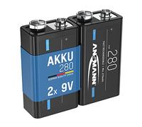 ANSMANN 2 baterías de 9 V 280 mAh NI-MH de Baja autodescarga, Recargable, Ideal para Control Remoto, medidores, multímetros, micrófonos
