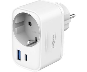 ANSMANN Adaptador de Enchufe de 20 W, USB C y USB A, Cargador de Doble Puerto con Carga rápida Power Delivery, Compacto para teléfono móvil y Tablet