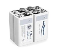 ANSMANN Batería de 9 V, 200 mAh, NiMH, 4 Unidades con Baja autodescarga, Pilas Recargables maxE con Alta Capacidad, batería de 9 V para medidor, multímetro, Juguete, Mando a Distancia, etc.