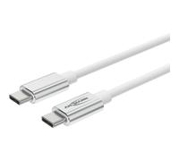 ANSMANN Cable de carga USB C a USB C tipo C, cable de carga rápida para teléfono móvil, smartphone, tableta, portátil, 120 cm, color blanco