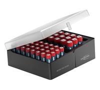 ANSMANN Caja de Almacenamiento para 56 Pilas con 32 Pilas AAA + 20 Pilas AA Mignon, Organizador de Caja de clasificación, Soporte de Pared, plástico