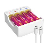 ANSMANN Cargador de litio Pure Power con 4 pilas AA Mignon con la máxima capacidad y módulo de carga, larga duración y tecnología de protección, ideal para dispositivos con altos requisitos de energía