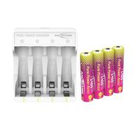 ANSMANN Cargador de Litio Pure Power Incluye 4 Pilas Micro AAA de máxima Capacidad y módulo de Carga, con Larga duración y tecnología de protección, Ideal para Dispositivos con Altos requisitos