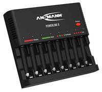 ANSMANN Cargador de pilas recargables Powerline 8 - Cargador universal con 8 ranuras - Estación de carga rápida para AA AAA y con puerto USB
