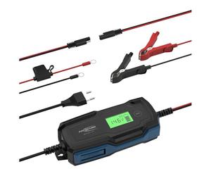 ANSMANN Cargador Inteligente de 10 Pasos 6V 12V / 4A con Pantalla LCD para baterías de Plomo-ácido, Gel de Plomo y Plomo y baterías LiFePo4 de 12V para automóviles, Motores y Furgonetas