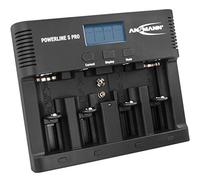 ANSMANN Cargador universal de baterías Powerline 5 PRO - Para 1-4 baterías AAA/AA C D y 9V - Estación de carga con puerto USB y multifunción