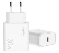 ANSMANN Cargador USB C de 30 W, Cargador rápido, Fuente de alimentación de Pared con protección MultiSafe - Universal Compatible con iPhone Samsung Tablet y más, Power Delivery