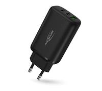 Ansmann Cargador USB de 3 Puertos de 65 W - Quick Charge 3.0 Power Delivery Profil 4 Cargador superrápido con Control de Carga Inteligente para portátil, Smartphone, Tableta, Go Pro, etc.