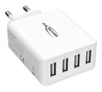 Ansmann Cargador USB de 4 Puertos 30 W - Cargador USB con Control de Carga Inteligente para Smartphone, Tableta, GoPro, Lector de Libros electrónicos, etc. / Conector de Carga para Cargar Tus