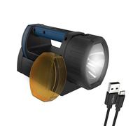 Ansmann HS1500R - Lámpara LED de trabajo (400 lúmenes, cabezal ajustable, regulable, resistente a los golpes y recargable, con batería USB de 5 W, color negro y azul