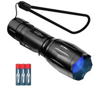 Ansmann Linterna LED UV de 400 nm con enfoque continuo, 4 modos de luz, control de limpieza, búsqueda de ámbar, cebo de pesca