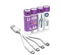 Ansmann Mignon AA 2000 Typ USB-C 4er Blister (1800 | Pilas recargables de 1,5 V, incluye cable de carga 4 en 1, 1500 ciclos, repuesto para LR06 en controlador y juguetes