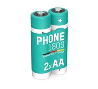 ANSMANN Mignon AA LR06 - Lote de 2 baterías Recargables para teléfono (1600 mAh, 1,2 V, NI-MH, Ideal para teléfonos DECT, inalámbricos, vigilabebés y baterías de Repuesto)