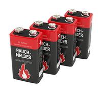ANSMANN Pack de 4 pilas Longlife de petaca de 9V alcalinas - Especiales para detectores de humo - De larga duración - 7 años de almacenaje