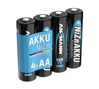 ANSMANN Pack de 4 pilas recargables AA Níquel-Zinc - De 1.6V y 2500mWh - Sin efecto memoria - Carga rápida - Para aparatos de alto consumo