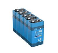 ANSMANN Pack de 5 Pilas de Litio de 9V cuadradas - Especiales para detectores de Humo y Otras alarmas - De Larga duración y Calidad - Sin Mercurio