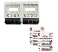 Ansmann Paquete de cargador inteligente Comfort para 1-8 pilas recargables AA/AAA + 8 pilas recargables Fujitsu AA 2000 de baja descarga