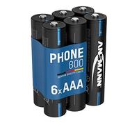 ANSMANN Pilas AAA para teléfono - Carga rápida, sin Efecto Memoria, 1000 ciclos de Carga, Adecuado para teléfonos DECT e inalámbricos, 6 Unidades