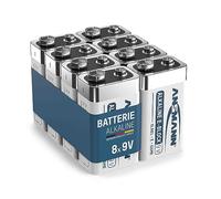 Ansmann Pilas alcalinas Longlife de 9 V (8 Unidades) Mayor Rendimiento, batería de 9 V Ideal para detectores de Humo, Detector de Movimiento, Sistemas de Alarma y Alarma de