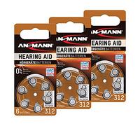 ANSMANN Pilas para audífonos 312 P312 ZL3 PR41 (1,4 V, 18 Unidades), Color marrón