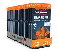 ANSMANN Pilas para audífonos Tipo 13 Naranja P13 PR48 ZL2, 120 Unidades, Fabricadas en Alemania, Paquete de Ahorro, para audífonos y audífonos, fácil de agarrar