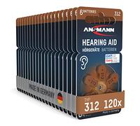 ANSMANN Pilas para audífonos Tipo 312, Color marrón, P312 ZL3 PR41, 120 Unidades, Zinc-Aire, 1,4 V, Fabricadas en Alemania, Paquete de Almacenamiento, Pilas para audífonos, de fácil Agarre