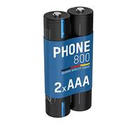 ANSMANN Pilas recargables de 800 mAh para teléfono HR03 (paquete de 2), baterías DECT para teléfonos inalámbricos o teléfonos para bebés, baterías de carga rápida y baja autodescarga