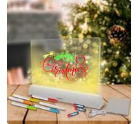 Ansmann Pizarra decorativa LED con varias funciones LED, accesorio de diseño como luz decorativa, pizarra luminosa para diversión, color blanco, 1600-0605