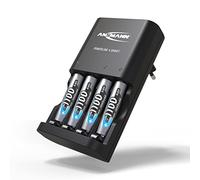 ANSMANN Powerline 4 Smart - Cargador de batería para baterías 1-4 AA y AAA (Incluye 4 baterías Ansmann NiMH AAA 1100, para baterías NiCd y NiMH con Control de bahía Individual)