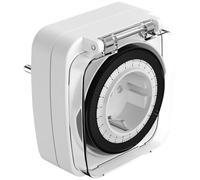 ANSMANN Temporizador para Exteriores AES7, Temporizador mecánico de 24 Horas, Repite el Tiempo Establecido Diariamente, máx. 16 A/3680 W, Ideal para tu césped o bancal en el jardín, Patio, balcón,