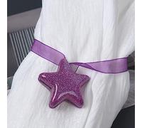 ANSNOW 4 Piezas de Alzapaños Magnéticos para Cortinas de Cristal, Correas para Cortinas con Estrella de Cinco Puntas, Clips, Hebilla Decorativa para Cortinas con Cinta para Oficina en Casa/Púrpura/2
