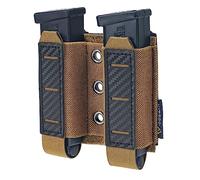 ANSNOW Bolsa para Cargador Dea, Funda para Cargador Molle de 9 Mm, Funda Elástica de Doble Pila con Panel de Bucle Interior, Portacargadores Rígido Cortado con Láser/Marrón Coyote
