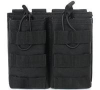 ANSNOW Bolsa para Cargador Doble/Triple, Soporte para Cargador de Airsoft Táctico Molle de Parte Superior Abierta con Correas Elásticas para Cargadores M4, M14, M16, G36 Y Ar15/Doble Negro